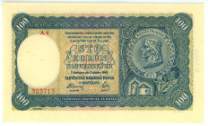 Slovakia 100 Korun 1940 Specimen
P# 11a, N# 224459; # A4 323713; UNC