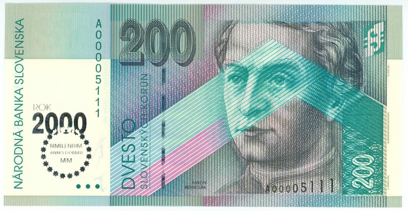 Slovakia 200 Korun 2000 Commemorative
P# 37, N# 222685; # A00005111; UNC