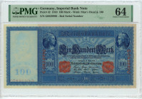 Germany - Empire 100 Mark 1910 PMG 64
P# 42, N# 203319; # G0859990