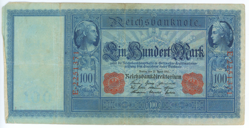 Germany - Empire 100 Mark 1910
P# 42, N# 203319; # E-2251371; F+