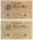Germany - Empire 2 x 1000 Mark 1910
P# 45b, N# 203637; F/VF