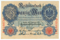 Germany - Empire 20 Mark 1914
P# 46b, N# 209729; # P-2166781; AUNC