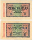 Germany - Weimar Republic 2 x 20000 Mark 1923
P# 85, N# 203613; XF/AUNC