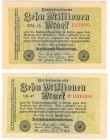 Germany - Weimar Republic 2 x 10000000 Mark 1923
P# 106, N# 206176; XF+