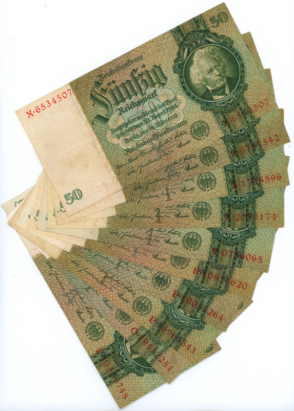 Germany - Weimar Republic 10 x 50 Reichsmark 1933
P# 182, N# 203641; F