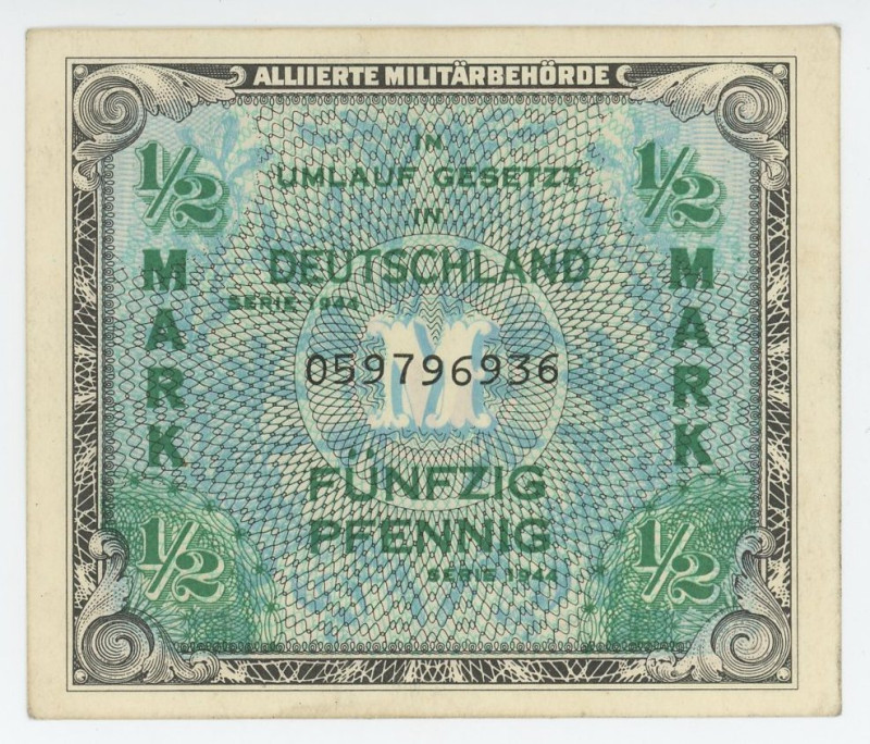 Germany - Third Reich 1/2 Mark 1944 Allied Occupation
P# 191a, N# 207250; # 059...