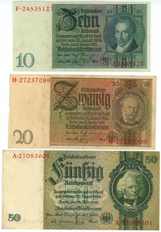 Germany - Third Reich 1- 20 - 50 Reichsmark 1933
XF