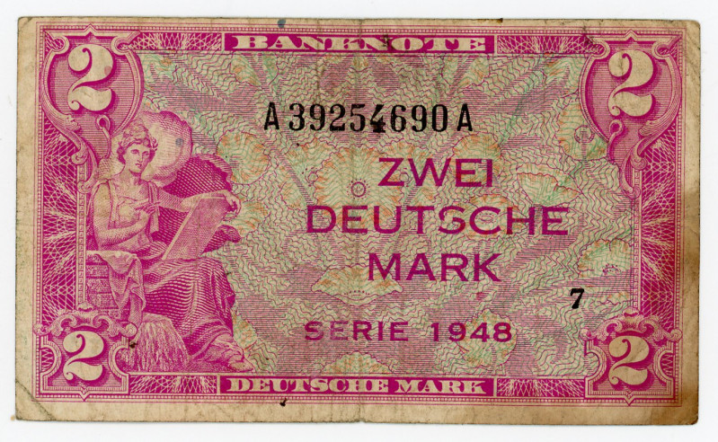 Germany - FRG 2 Mark 1948
P# 3a, N# 209163; # A39254690A; F+