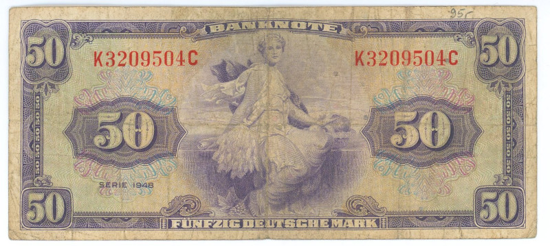 Germany - FRG 50 Mark 1948
P# 7a, N# 202311; # K 3209504 C; VF-