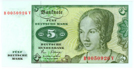 Germany - FRG 5 Deutsche Mark 1980
P# 30b, N# 207879; # B 0050926 V; UNC
