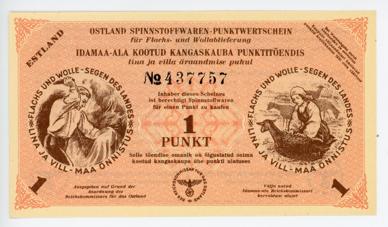 Estonia 1 Punkt 1944 - 1945
#437757; German Occupation; With number; UNC