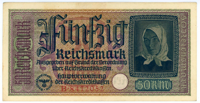 Germany - Third Reich 50 Reichsmark 1939 - 1945 (ND)
P# R140, N# 206485; # B-84...