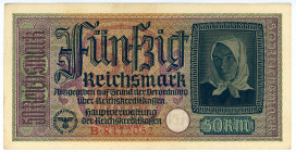 Germany - Third Reich 50 Reichsmark 1939 - 1945 (ND)
P# R140, N# 206485; # B-8472052; XF
