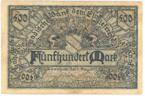 German States Baden Mannheim 500 Mark 1922
P# S908, N# 218330; # 629772; F+