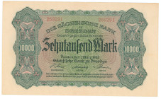 German States Saxony Dresden 10000 Mark 1923
P# S960, N# 241098; # 269291; UNC