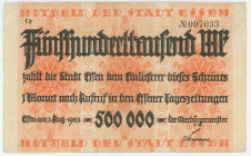 Germany - Weimar Republic Prussia Essen 500000 Mark 1923
N# 219576; # Cp 097033; VF