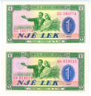 Albania 2 x 1 Lek 1964 - 1976
P# 33a, 40a, UNC