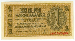 Ukraine 1 Karbovanets 1942 German Occupation
P# 49, DK # 45; # 19.0045499; UNC