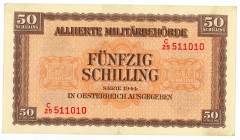 Austria 50 Schilling 1944 Allied Occupation WWII
P# 109, N# 218506; # C/25 511010; XF-AUNC