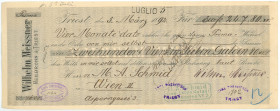 Austria - Hungary Wilhelm Meissner Heilbronn Triest Bill of Exchange 1892
# 1164; Text in German; drawn in Trieste, payable in Vienna; VF