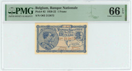 Belgium 1 Franc 1920 -1922 PMG 66 EPQ
P# 92, N# 207585; # O02212672