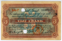 Belgium Gent 5 Frank 1920
# E2 154285; VF