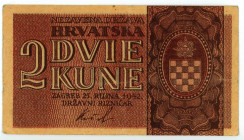 Croatia 2 Kuna 1942
P# 8a, N# 213165; # M 120727; XF-