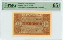 Denmark 10 Kroner 1944 PMG 65 EPQ
P# 36a, N# 211748; # 668817