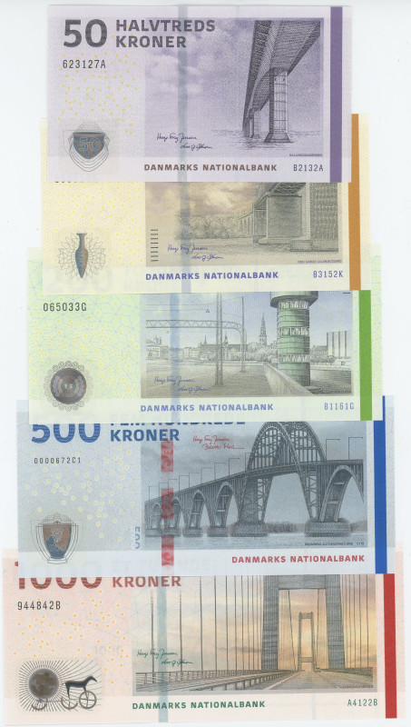 Denmark Full Set of Danish Krona 2009 - 2016
P# 65 - 69, UNC