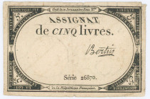 France 5 Livres 1793
P# A76, N# 210589; # 26870; VF-