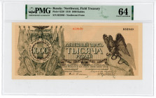 Russia - Northwest Udenich Field Treasure 1000 Roubles 1919 PMG 64
P# S210, N# 228652; #053940; UNC