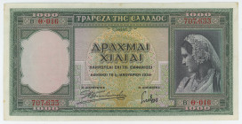 Greece 1000 Drachmai 1939
P# 110a, N# 212108; # B0-016 707633; XF