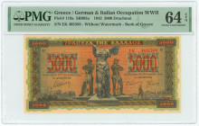 Greece 5000 Drachmai 1942 PMG 64 EPQ
P# 119a, N# 208380; # EK 405588