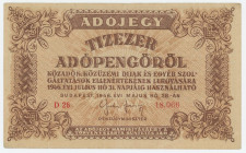 Hungary 10000 Adopengo 1946
P# 143a, N# 208462; # D26 18.066; XF