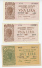 Italy Lot of 3 Banknotes 1944
P# 29b, 30a, XF+/UNC-