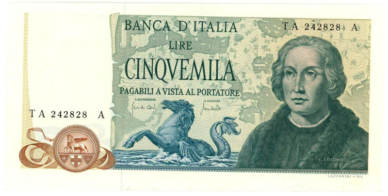 Italy 5000 Lire 1971
P# 98, N# 204657; # TA 242828 A; AUNC-