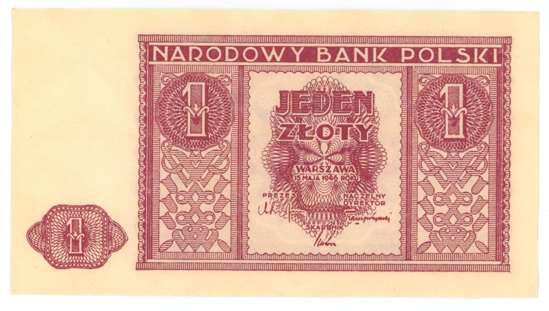 Poland 1 Zloty 1946
P# 123, N# 221787; UNC-