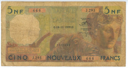 Algeria 5 Nouveaux Francs 1959
P# 118a, N# 220678; # J.293 666; ; G