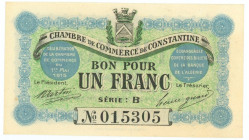 Algeria Constantine 1 Franc 1915 Algerian Notgeld
N# 224310; # B 015305; JP# 140 - 04; AUNC