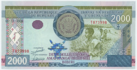 Burundi 2000 Francs 2008
P# 47, N# 223259; # T 873998; UNC