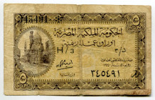 Egypt 5 Piastres 1940
P# 164, N# 220397; # H/3 345491; VF