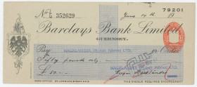 Guernsey Barclays Bank Limited Check for 50 Pounds (ND)
# 352629; AUNC