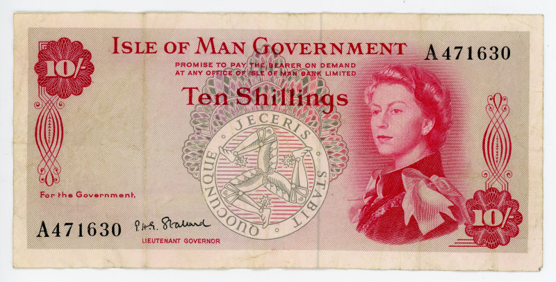 Isle of Man 10 Shillings 1961 (ND)
P# 24b, N# 229092; #A471630; F-VF