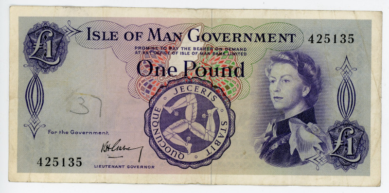 Isle of Man 1 Pound 1961 (ND)
P# 25a, N# 229093; #425135; Sign.1; VF