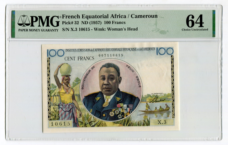 French Equatorial Africa 100 Francs 1957 (ND) PMG 64
P# 32, N# 219996; # X.3 10...