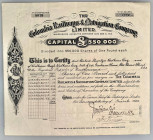 Colombia Colombia Railway and Navigation Company 1000 Shares of £1 Each 1928
# 8818; Black text, elaborate border at left with company logo at center...