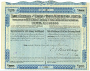 Cuba United Railways of the Havana and Regla Warehouse Ltd £100 Ordinary Share 1912
# 10171; Capital £9.960.000; UNC-