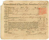 Great Britain Bank of England Consolidated 3% Annuities for £367.6.6 1839
relates to the dent issued in 1752 (25th Year of the Reign of the King Geor...