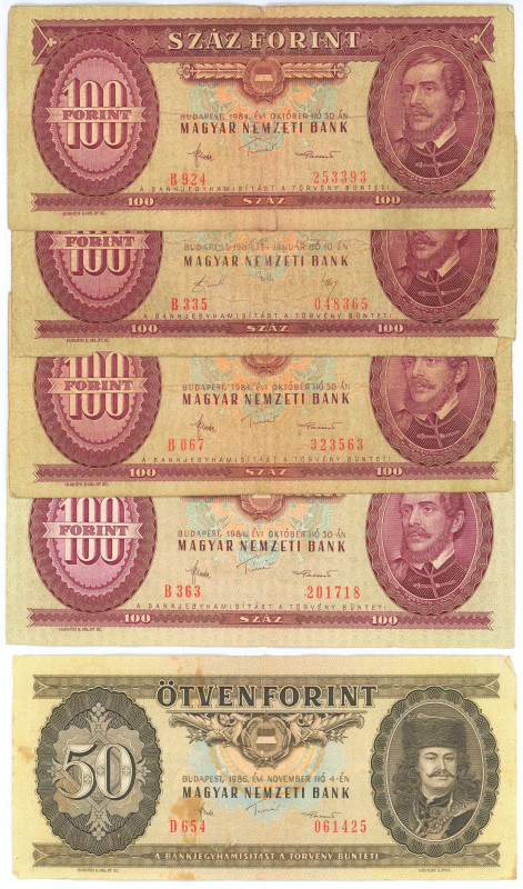 Hungary Lot of 5 Banknotes 1984 - 1986
Various Dates, Denominations & Condition...