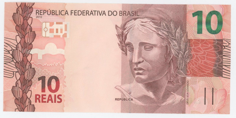 Brazil 10 Reais 2010 
P# 254a, N# 202203; # CH 022366086; UNC